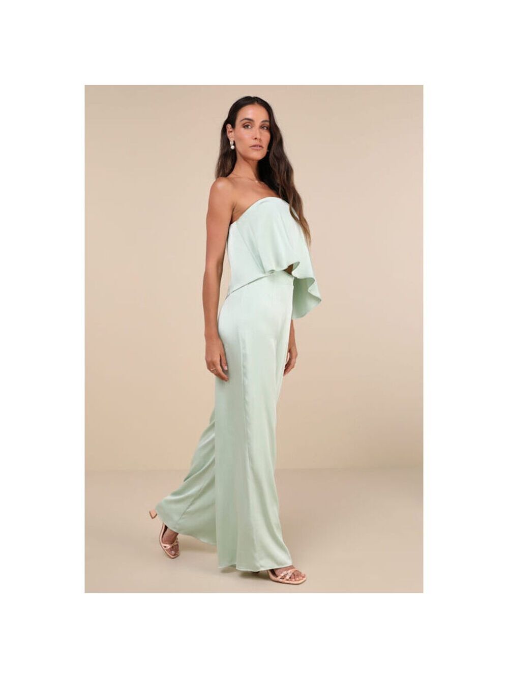 NWT Lulus Sincerely Exceptional Sage Satin 2 piece Jumpsuit Green size M